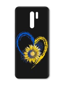 Матовий чорний чохол на Xiaomi Redmi 9 :: Серце з соняхом. Україна (принт 260)