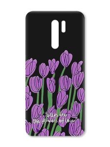 Матовий чорний чохол на Xiaomi Redmi 9 :: Тюльпани (принт 265)