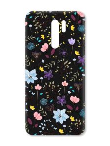 Матовий чорний чохол на Xiaomi Redmi 9 :: Квітковий фон (принт 267)
