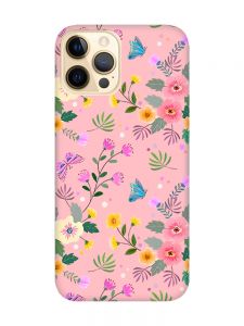 Матовий рожевий чохол на Apple iPhone 12 Pro Max :: Квітковий фон (принт 369)