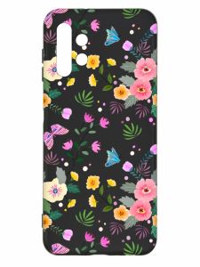 Матовий чорний чохол на Samsung Galaxy A13 4G :: Квітковий фон (принт 369)