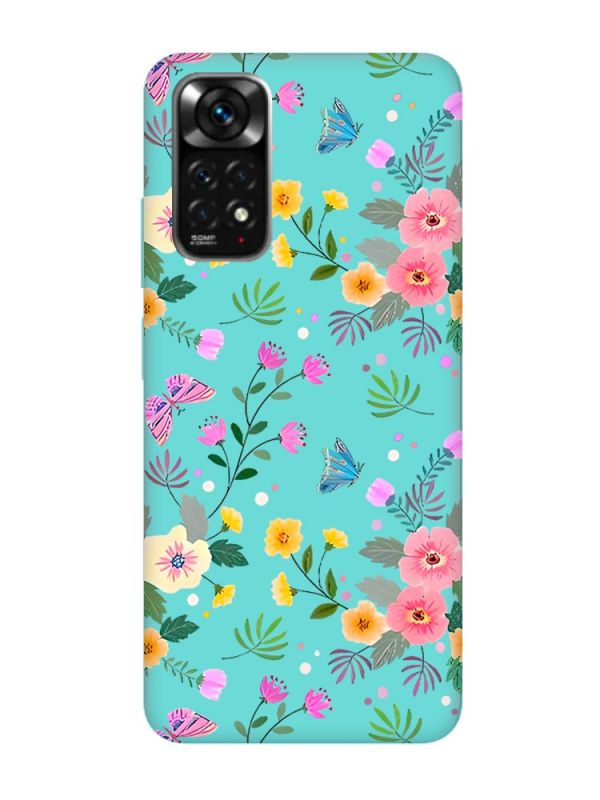 Матовий бірюзовий чохол на Xiaomi Redmi Note 11 :: Квітковий фон (принт 369)