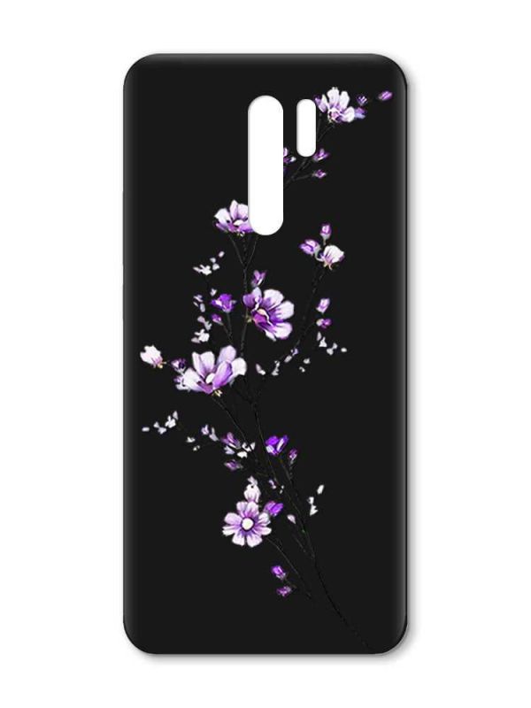 Матовий чорний чохол на Xiaomi Redmi 9 :: Гілочка квітів (принт 278)