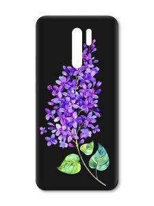 Матовий чорний чохол на Xiaomi Redmi 9 :: Гілочка бузку (принт 280)