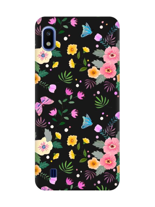 Матовий чорний чохол на Samsung Galaxy A10 (2019) A105 :: Квітковий фон (принт 369)