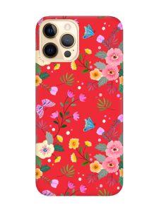 Матовий червоний чохол на Apple iPhone 12 Pro Max :: Квітковий фон (принт 369)