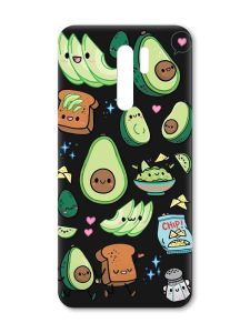 Матовий чорний чохол на Xiaomi Redmi 9 :: Милі авокадо каваї (принт 305)