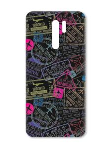 Матовий чорний чохол на Xiaomi Redmi 9 :: Подорожі. Штампи (принт 316)