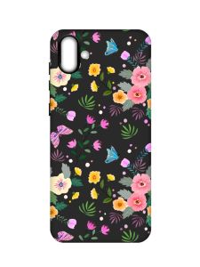 Матовий чорний чохол на Samsung Galaxy A04 :: Квітковий фон (принт 369)
