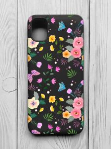 Матовий чорний чохол на Samsung Galaxy A04E/A042 :: Квітковий фон (принт 369)