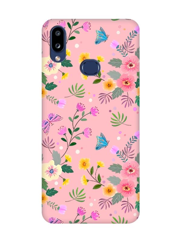 Матовий рожевий чохол на Samsung Galaxy A10s (A107) :: Квітковий фон (принт 369)