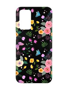 Матовий чорний чохол на Xiaomi Redmi Note 11 4G :: Квітковий фон (принт 369)
