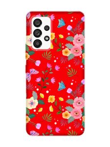 Матовий червоний чохол на Samsung Galaxy A53 4G/5G :: Квітковий фон (принт 369)