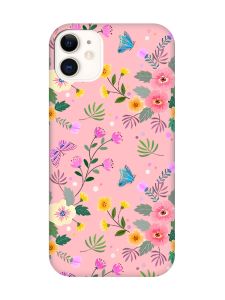 Матовий рожевий чохол на Apple iPhone 11 (6.1) :: Квітковий фон (принт 369)