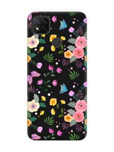 Матовий чорний чохол на Xiaomi Redmi 9C/10A :: Квітковий фон (принт 369)