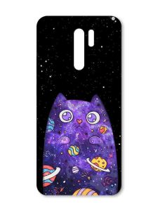 Матовий чорний чохол на Xiaomi Redmi 9 :: Фіолетова кішка (принт 361)