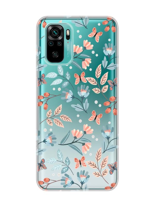 Прозорий чохол на Xiaomi Redmi Note 10 / Note 10s  :: Квітковий фон (принт 370)