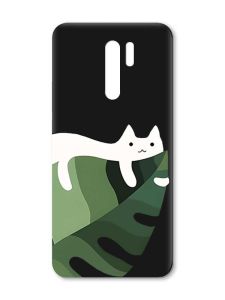 Матовий чорний чохол на Xiaomi Redmi 9 :: Кіт на листку (принт 367)