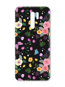 Матовий чорний чохол на Xiaomi Redmi 9 :: Квітковий фон (принт 369)