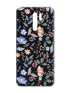 Матовий чорний чохол на Xiaomi Redmi 9 :: Квітковий фон (принт 371)
