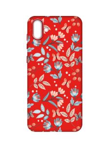 Матовий червоний чохол на Samsung Galaxy A04 :: Квітковий фон (принт 370)