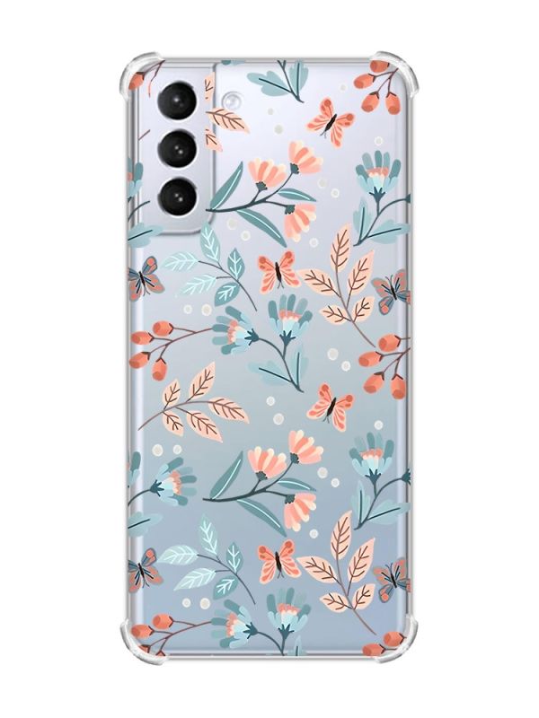 Чохол з потовщеними кутами на Samsung Galaxy S21 (G991) :: Квітковий фон (принт 370)