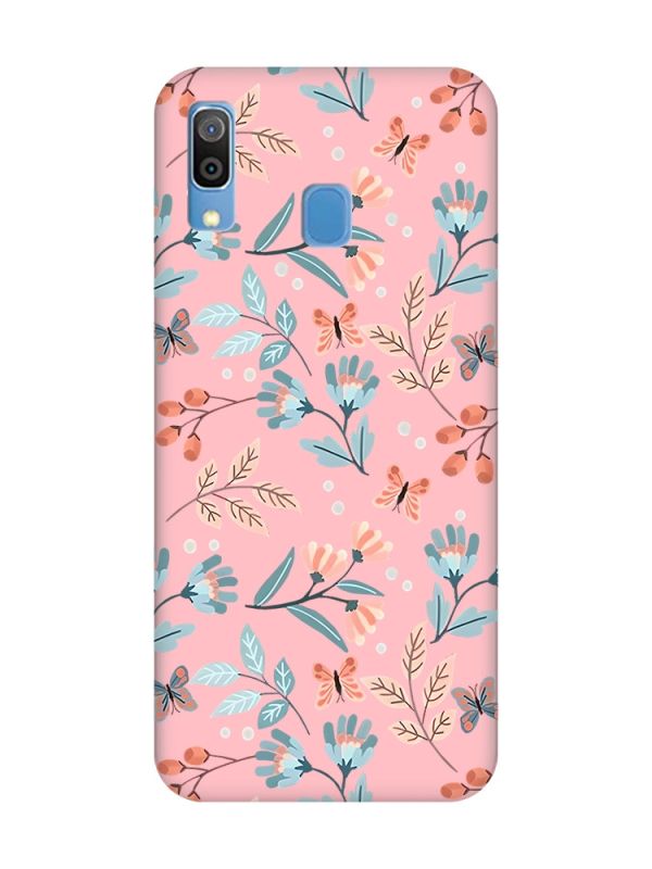 Матовий рожевий чохол на Samsung Galaxy A30 (2019) / A20 (2019) :: Квітковий фон (принт 370)