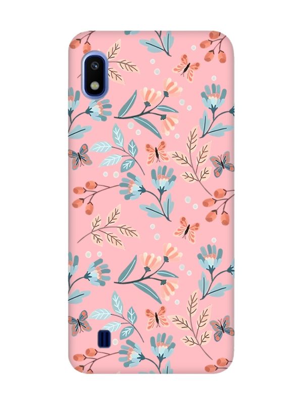 Матовий рожевий чохол на Samsung Galaxy A10 (2019) A105 :: Квітковий фон (принт 370)
