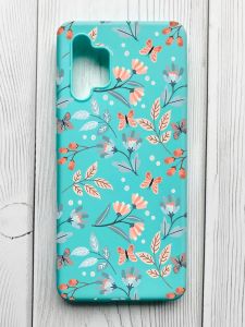 Матовий бірюзовий чохол на Samsung Galaxy A32 :: Квітковий фон (принт 370)