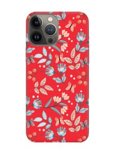 Матовий червоний чохол на Apple iPhone 13 Pro :: Квітковий фон (принт 370)