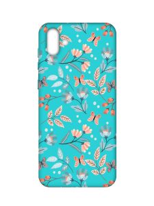 Матовий бірюзовий чохол на Samsung Galaxy A04 :: Квітковий фон (принт 370)