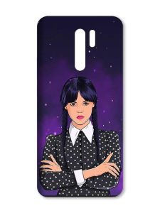 Матовий чохол з чорними боками на Xiaomi Redmi 9 :: Дівчина з косичками. Венздей (принт 208)