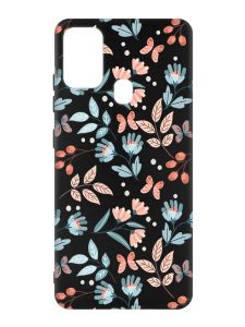 Матовий чорний чохол на Samsung Galaxy M30s/M21 :: Квітковий фон (принт 370)
