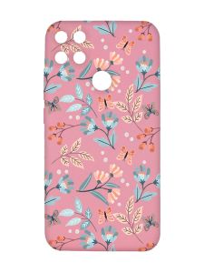 Матовий рожевий чохол на Xiaomi Redmi 10C :: Квітковий фон (принт 370)