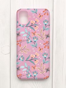 Матовий рожевий чохол на Samsung Galaxy A04E/A042 :: Квітковий фон (принт 370)