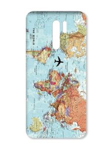 Матовий чохол з чорними боками на Xiaomi Redmi 9 :: Карта світу (принт 318)