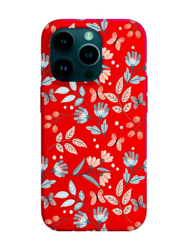 Матовий червоний чохол на Apple iPhone 14 Pro :: Квітковий фон (принт 370)