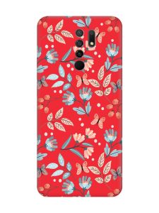 Матовий червоний чохол на Xiaomi Redmi 9 :: Квітковий фон (принт 370)