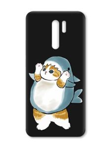 Матовий чорний чохол на Xiaomi Redmi 9 :: Котик акула (принт 379)