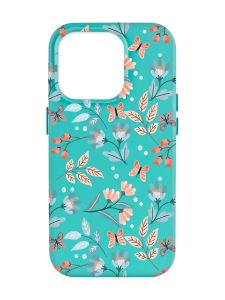 Матовий бірюзовий чохол на Apple iPhone 14 Pro Max :: Квітковий фон (принт 370)
