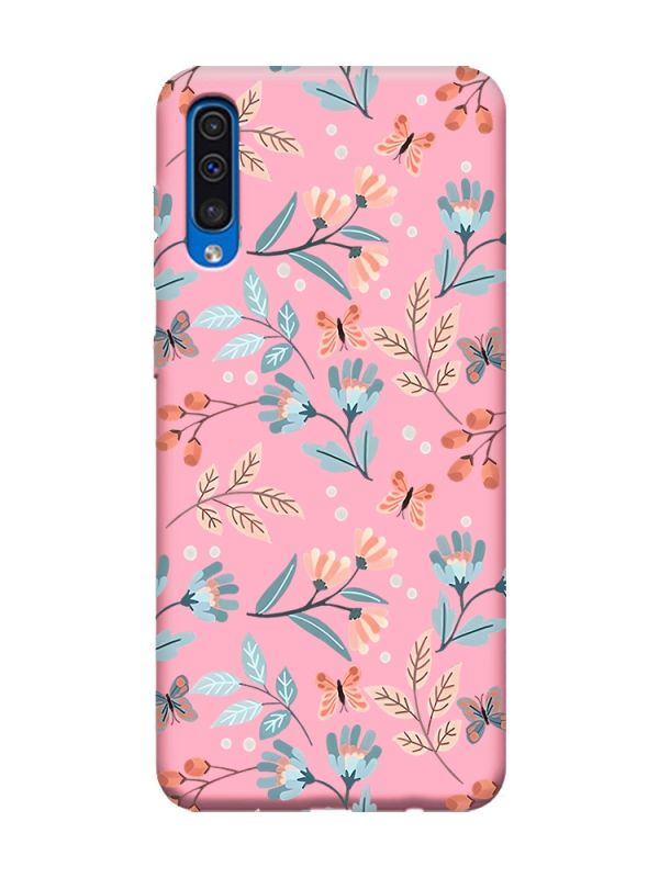 Матовий рожевий чохол на Samsung Galaxy A50 (2019) A505/A30s :: Квітковий фон (принт 370)