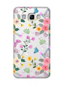 Прозорий чохол на Samsung Galaxy J7(2016) J710 :: Квітковий фон (принт 369)
