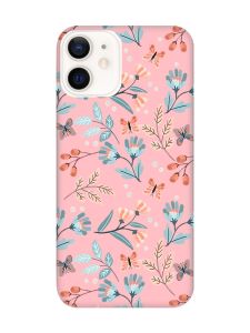 Матовий рожевий чохол на Apple iPhone 12 / 12 Pro (6.1) :: Квітковий фон (принт 370)