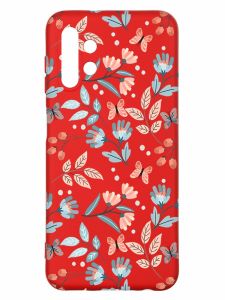 Матовий червоний чохол на Samsung A13 4G :: Квітковий фон (принт 370)