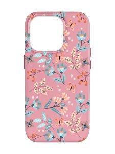 Матовий рожевий чохол на Apple iPhone 14 Pro Max :: Квітковий фон (принт 370)