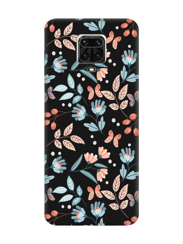 Матовий чорний чохол на Xiaomi Redmi Note 9 Pro / 9S / 9 Pro Max :: Квітковий фон (принт 370)