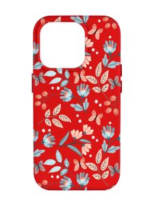 Матовий червоний чохол на Apple iPhone 14 Pro Max :: Квітковий фон (принт 370)