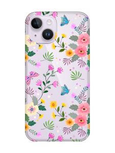 Прозорий чохол із захистом камери на iPhone 14 :: Квітковий фон (принт 369)