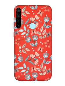 Матовий червоний чохол на Xiaomi Redmi Note 8T :: Квітковий фон (принт 370)