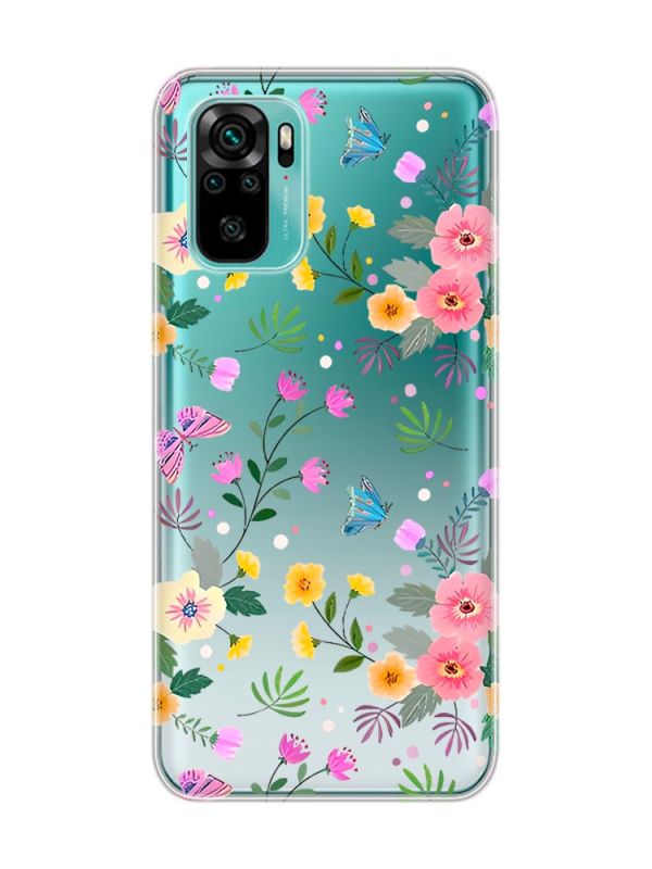 Прозорий чохол на Xiaomi Redmi Note 10 / Note 10s  :: Квітковий фон (принт 369)